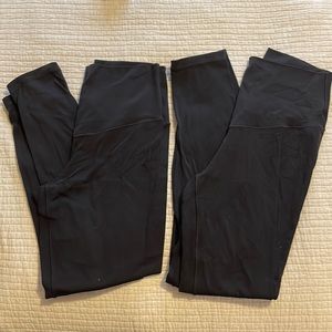 Aerie real me leggings, black, left is size med short & right is med reg length